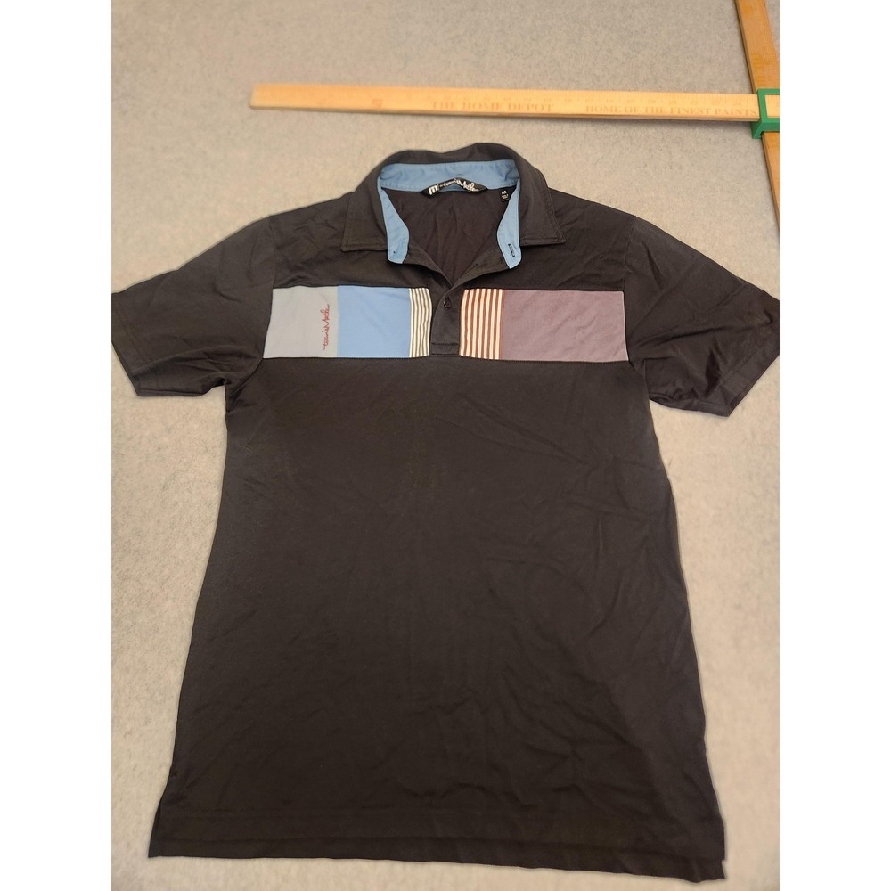 Travis Mathew Polo Shirt‎ Mens Medium Colorblock Retro Stripe Golf Cotton Blend